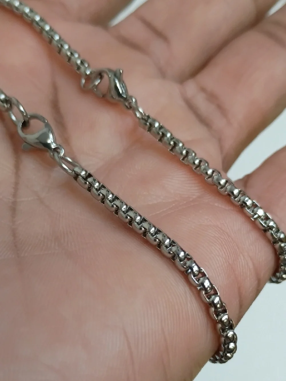 Silver Chain Bracelet Set Delicate Link Layered Stack 2 Piece